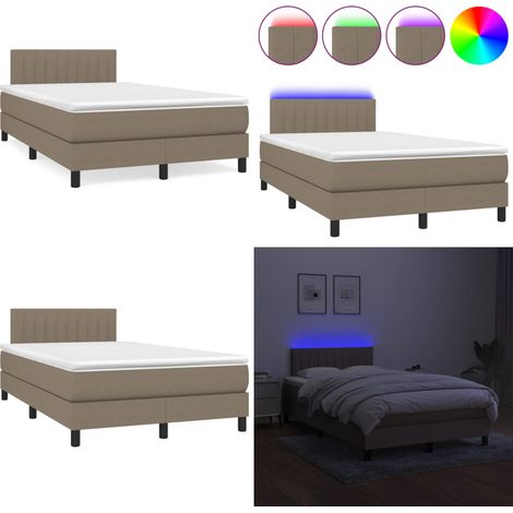 Boxspringbett mit Matratze & LED Taupe 120x190 cm Stoff - Boxspringbett - Betten - Schlafräume - Doppelbett - Liegefläche 120x190 Cm - Home & Living (1/5)