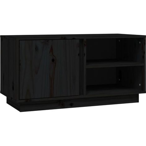 Mobile TV multimediale scaffale per televisione televisione buffet sala da pranzo soggiorno camera da letto 80 x 35 x 40,5 cm legno di pino massiccio nero 020026281