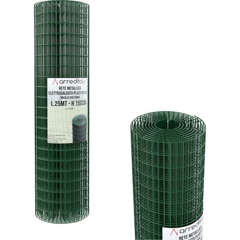 Rotolo Rete Metallica Per Recinzioni 25 M Zincata Plastificata Elettrosaldata Rigida Per Giardino Orto Piante Spazi Esterni (150 Cm) (1/3)