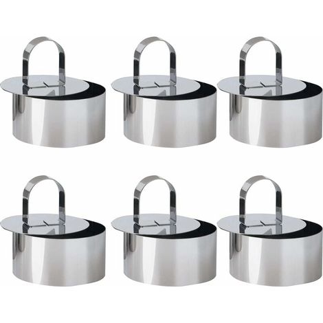 Ahlsen Stück Gebäckausstecher, Gebäckkreis 8 cm Durchmesser, runder Ausstecher, rostfreie Mousse-Ringe mit Stopfer (rund) – (1/5)