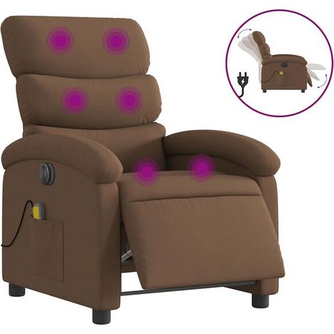 Fauteuil inclinable de massage électrique en tissu marron (1/5)