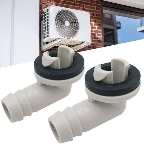 2 drain fittings for air conditioners  Plastic drain hose elbows for air conditioners and stand-alone units (1/5)