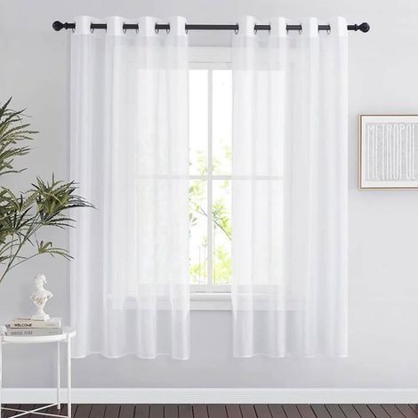 tende trasparenti da 137180 cm - Tenda a doppio pannello in tulle voile con occhielli, drappeggi morbidi e moderni per la decorazione, bianca