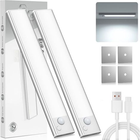 KLVGTIFS PU - Lampe LED Rechargeable 23cm Cuisine Reglette - Sans Fil Mouvement Detecteur Lumiere Interieur Sous Meuble Placard Eclairage Lumière (1/5)