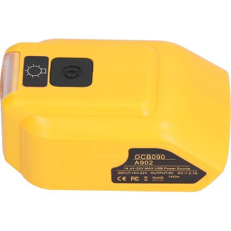 Adaptateur de chargeur de batterie, convertisseur, lampe de travail LED pour chargement USB 14V-22V, sortie DC12V DCB090, sans trou 12VDC (1/5)