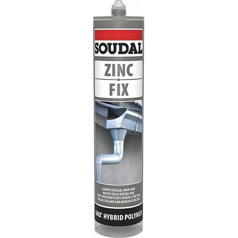 Soudal – Mastic de fixation pour zinc 290 ml – Colle élastique neutre – Application manuelle ou électrique – Étanchéité toiture