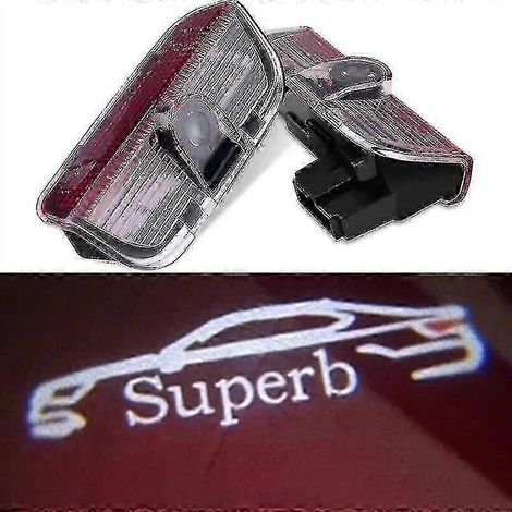 Éclairage d'accueil LED pour les deux portes de la Skoda Superb (modèles 2009-2018, Mk2/Mk3).