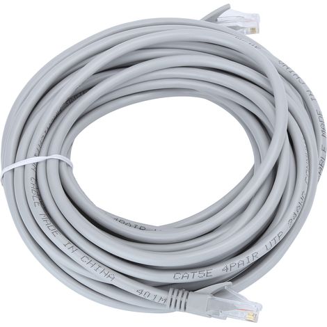 Câble Ethernet Cat5E 100M Gris 20M Cuivre Pur RJ45 pour Réseau Domestique
