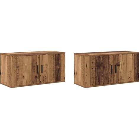 Maison Exclusive - Set Mobile TV da Parete 2 pcs Legno vecchio 80 x 34,5 x 40 cm