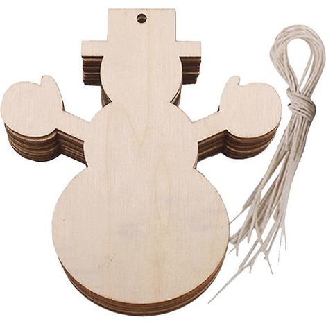 Lot de 20 pendentifs en bois créatifs à motif bonhomme de neige, décorations à suspendre pour sapin de Noël, plaques délicates pour fêtes de Noël (1/5)