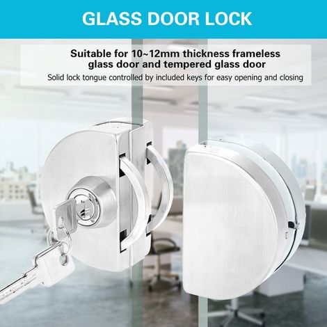 Serrure de porte en verre en acier inoxydable avec clé, adaptée aux maisons, hôtels, salles de bains et autres lieux. (1/5)