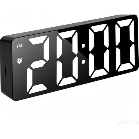 Réveil Numérique avec Grand écran LED,Noir,Luminosité et Volume Réglable,12/24H,Réveil Ado et Adultes, Horloge Numerique avec Grand Écran, Fonction Snooze et Reveil Digital (1/5)