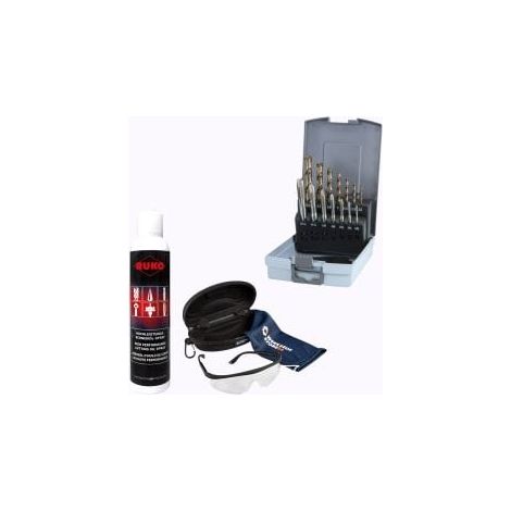 RUKO Maschinengewindebohrer-Set HSS-Co, 14tlg., M3–M12, DIN 371/376 inkl. Spray & Schutzbrille - WZS245051RO (1/2)