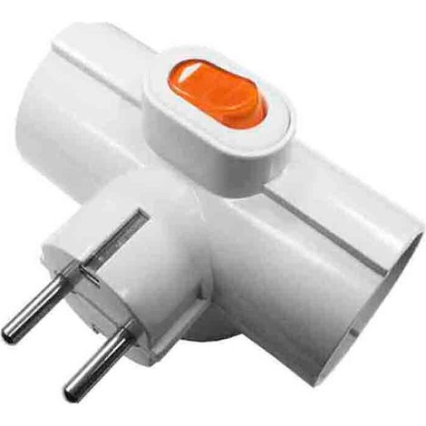 Multiprise 3 prises avec interrupteur lumineux – Intensité 16A – Tension 250V – Construction robuste en plastique blanc - TL 16 A