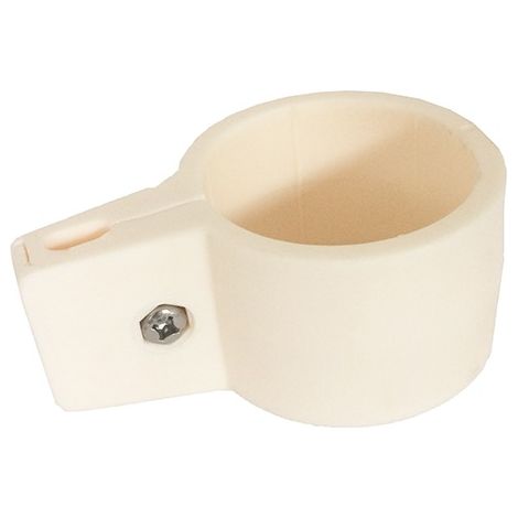 Collier de fixation blanc pour panneau rigide sur poteau rond 60mm – PVC – 1 pièce – Fixation rapide et efficace – Filiac
