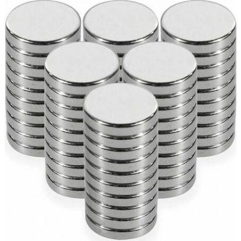 Lot de 60 aimants ronds en néodyme, diamètre 10 mm, épaisseur 2 mm, force d'attraction de 200 g (petit aimant), pour accrocher papiers, dossiers, photos, recettes sur un cadre magnétique, un réfrigéra (1/5)