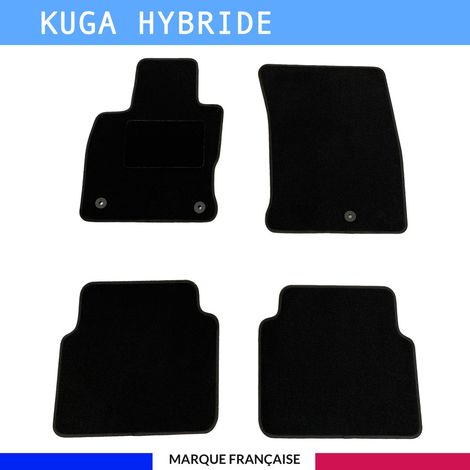 Tapis de sol voiture - Sur mesure pour  Ford KUGA Hybride dès 07/2019 - Antidérapant - Tapis de sol 4 pièces - Moquette - Noir (1/4)