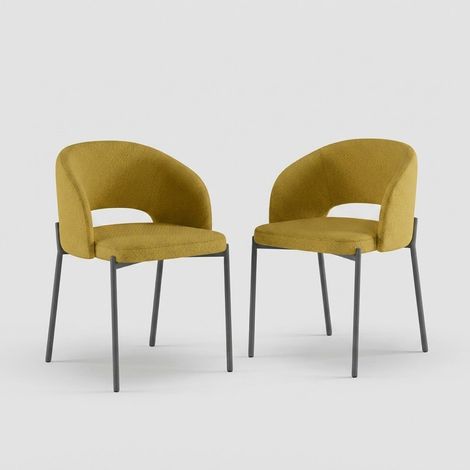 Set 2 sedie cucina design in tessuto con gambe metallo Siena - Giallo
