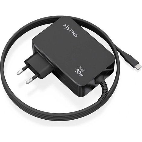 Cargador Gan de Pared Aisens ASCH-1PD90WL034-BK/ 1xUSB Tipo-C + Cable 1.8m/ 90W
