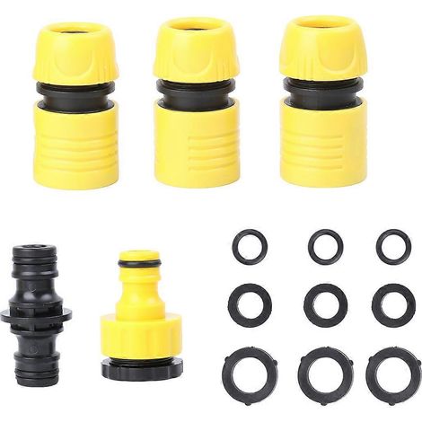 Raccord d'irrigation (2 jeux) en plastique avec raccord rapide pour tuyau d'arrosage, idéal pour le lavage de voiture (11 x 10 x 4 cm), résistant à l'usure (lot de 2). (1/5)