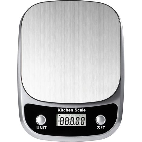 Balance de cuisine numérique professionnelle 10 kg/1 g pour perte de poids, régime, pâtisserie, plate-forme de pesée en acier inoxydable, écran LCD (1/5)