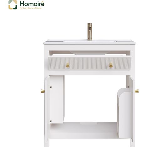 Flur- Garderobenschrank MDF weiß 81 x 46.5 x 86.5 cm HOMAIRE (1/5)