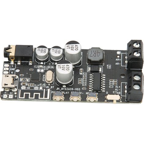 Carte d'amplificateur de puissance stéréo Bluetooth 5.0 à 2 canaux avec récepteur vocal Bluetooth (noir) (1/5)