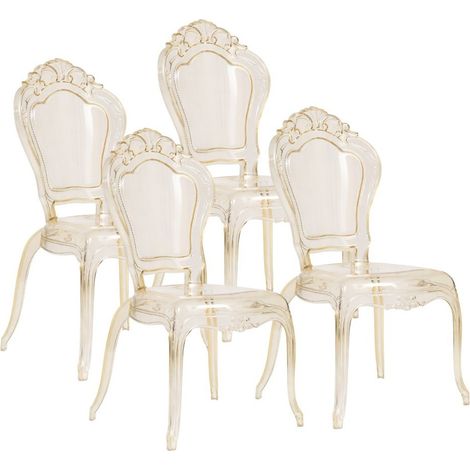 Set 4 sillas de policarbonato transparente Silla de cocina/sala de estar Sillones de plástico para comedor Sillón dormitorio (1/5)