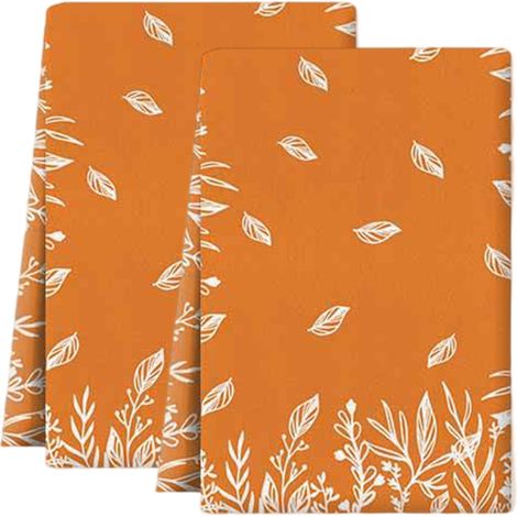 2 serviettes de toilette, motif citrouille et feuilles d'érable, 40 x 60 cm, coton et polyester, salle de bain cuisine nettoyage (1/5)