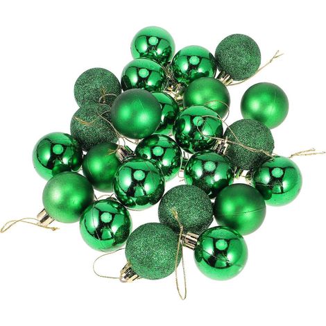 24 boules de Noël décoratives à suspendre pour sapin, ornements de fête de Noël pour la maison (vert)-Green (1/3)
