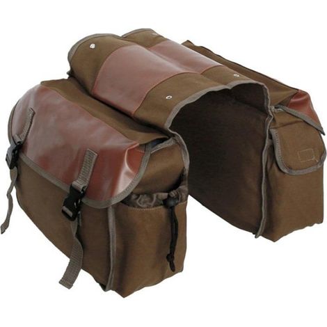 2 Sacoche vélo, 36 litres, toile et cuir PU, fixation cordon, porte-bagages, vélo électrique moto (1/4)