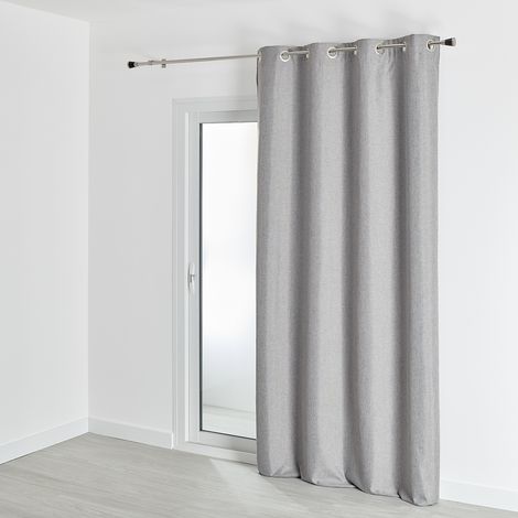 Rideau 100% occultant - Effet chiné Gris clair 140x180 cm (1/2)