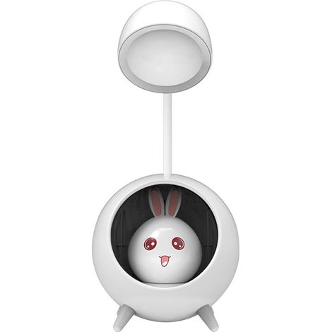 Lampe de bureau LED mini mignonne blanche ABS protection yeux éclairage doux design compact idéal pour bureau et maison (1/5)