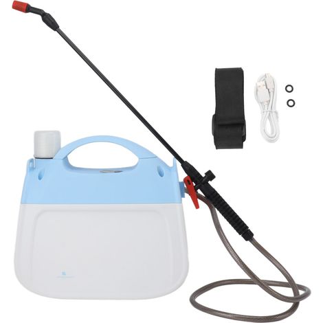 Pulverizador eléctrico de hombro para regar plantas, limpiar coches y casas, refrescar mascotas y humidificar el aire (azul). (1/5)