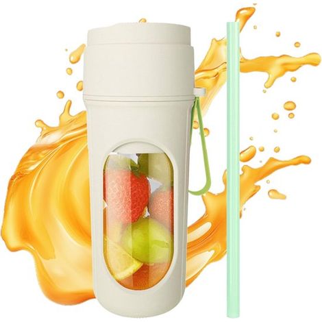 Batidora portátil para batidos y frutas frescas, 450 ml, diseño compacto, verde, 8,5 x 8,5 x 20,7 cm, ABS, el trabajo y para llevar (1/5)