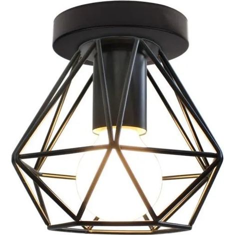Plafonnier Industrielle Retro en Métal Design Rétro Lumière E27 pour Salon Chambre Bar Salle à Manger(Ampoule NON INCLUS) (1/4)