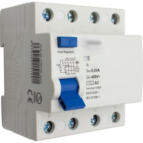 Diferencial industrial 10Ka 3P+N 25a 30mA Ac