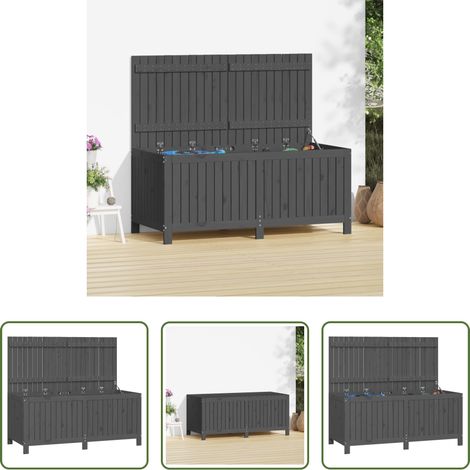 Holztruhe - Gartentruhe Grau 147x68x64 cm Massivholz Kiefer (1/5)