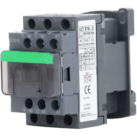 Contacteur AC LC1D18, tension nominale 380V, remplacement électrique industriel, bobine 18A AC220V (1/5)