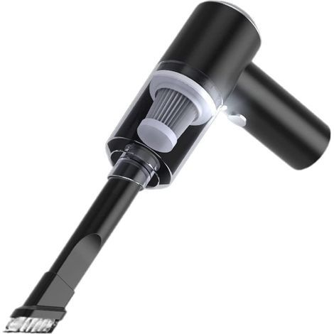Handstaubsauger, tragbarer Autostaubsauger mit Nass- und Trockensaugfunktion für Haushaltsgeräte, 120 W Leistung, 9000 Pa Saugkraft, kabelloses Mini-Reinigungsgerät, Schwarz (1/5)