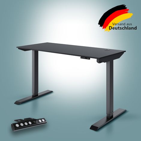 SONNI Tischgestell Elektrisch höhenverstellbar Schwarz Schreibtisch Gestell mit Schwarz Platte 120x60cm Memoryfunktion (1/5)