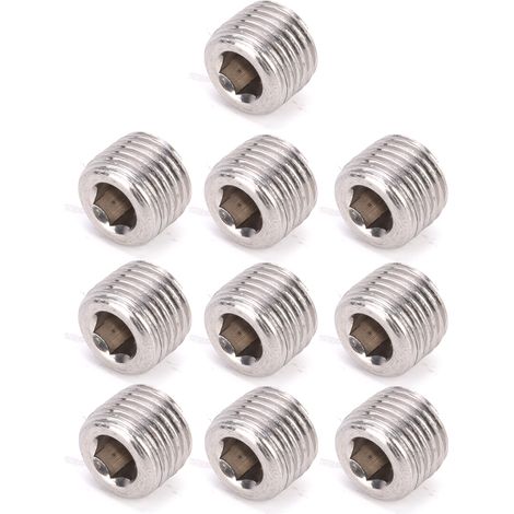 10 bouchons de tuyauterie en acier inoxydable 304, filetage extérieur, bouchons hexagonaux BSPP, 1/2 pouce (1/5)