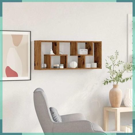 862048 étagère murale en bois ancien 36 x 16 x 90 cm Bois d'ingénierie (1/5)