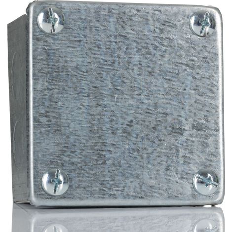 Rs Pro – Boîte de dérivation acier galvanisé 75mm x 75mm – Profondeur 50mm – 8 ouvertures pour installations électriques – Usage en milieu humide (1/2)