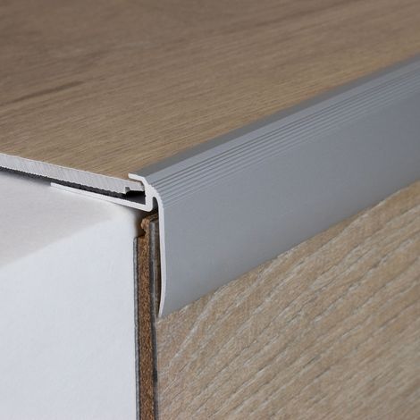 Einschubprofil "Kilkenny" mit Nase für Designbeläge, Einfasshöhe 5 mm, Aluminium eloxiert, gebohrt-silber-900
