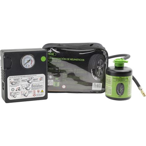 KIT REPARATON CREVAISON PNEUS, COMPRESSEUR + LIQUIDE ANTI-CREVAISON