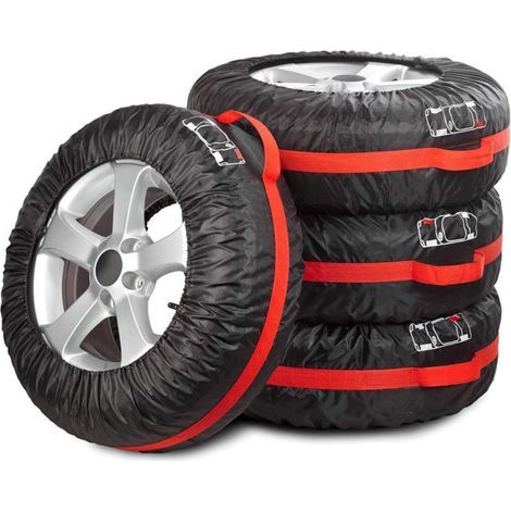 4 Housses de pneu de voiture - Sac de rangement et de protection pour roue de secours de 66 cm de diamètre avec sangle et poignée réglables (1/5)