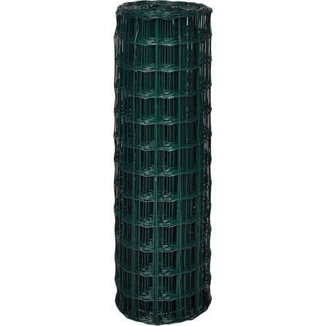 Clôture euro de protection pour jardin et animaux en fil d'acier enduit PVC vert 10 x 1,2 m (1/4)