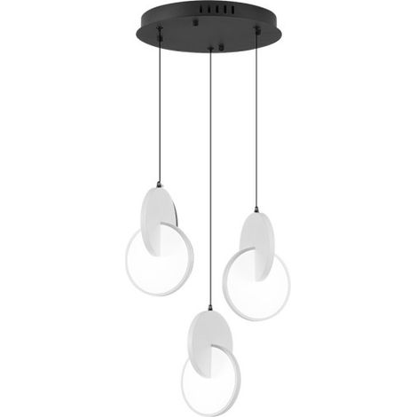 LED-Pendelleuchte „Carlota“ mit 3 Leuchten (51W 6500K 7140lm) IP20 80–150x33x29cm Farbe Schwarz und Weiß