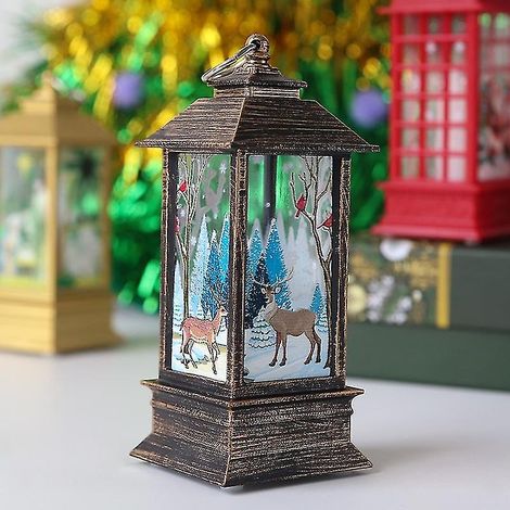 Lanterne de Noël vintage, veilleuse de Noël, lampe rétro, lanterne de Noël, renne, bonhomme de neige, décoration (1/5)